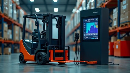 Warehouse forklift working scenario