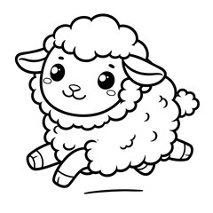Adorable Jumping Lamb  Cute Cartoon Animal Illustration