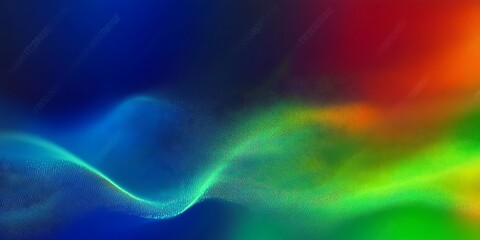 Naklejka premium Dark blue lime green turquoise red orange abstract background. Color gradient ombre mix. Light bright neon metallic ultra glitter glow. Line wave. Noise grain particle mesh. Design.
