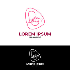 minimalist baby fetus line art logo design