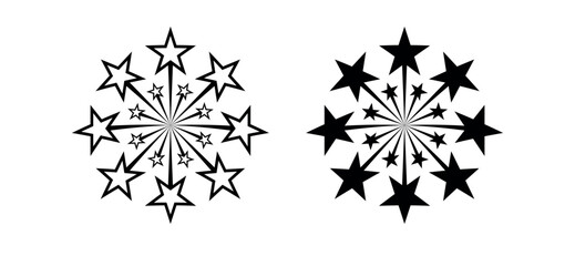 Firework icon set. Snowflake sign. star firework symbol set. star firework for party, celebration, special day. firework png and vector illustration on transparent background.