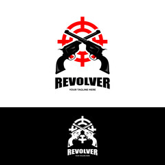 revolver gun target shooting sport logo vector