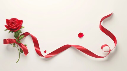 Rose Festival Ribbon Background: Crimson Silks Entwine Floral Rhythms, Sketching a Romantic Scroll of the Dance between Soft Ribbons and Fragrant Roses