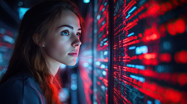 Woman Studying Data Center Codes.