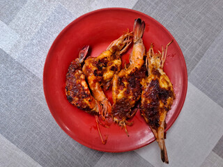 Grilled Shrimp Dish Overhead View