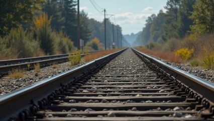 Fototapeta premium Outdoor railway transportation scene