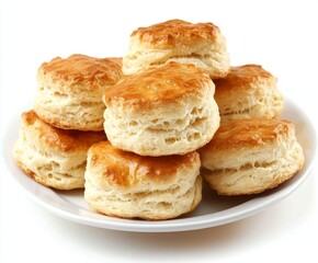 Stack of golden biscuits on a plate