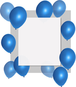 Frame with blue balloons, copy space, text space