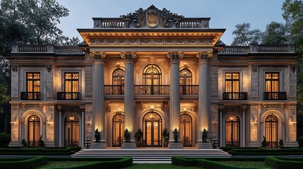Fototapeta premium Elegant architectural palace beautiful night lights high resolution picture