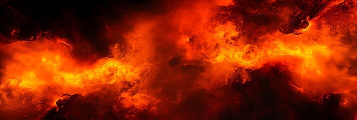 
Black dark red orange yellow pattern background. Night sky fire explosion burst flame smoke burning light glow hot. Horror hell evil scary spooky creepy. Wide banner. Panoramic. Design.

