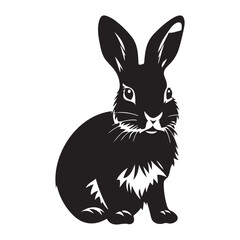 Rabbit black color on isolated white background