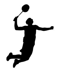 silhouette of a badminton athlete playing a match