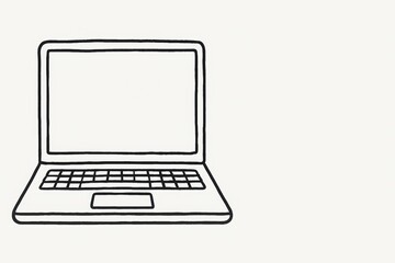 Minimalist hand-drawn laptop design on plain background  