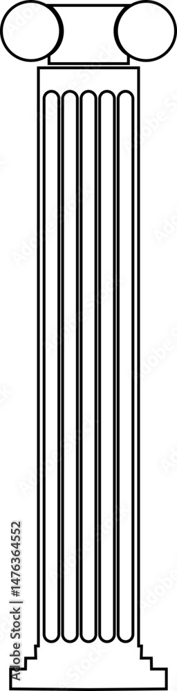Poster icon of classical building with columns representing ancient architecture, linear style icon. historic designs. Editable stroke width symbols elements infographics for web with transparent background