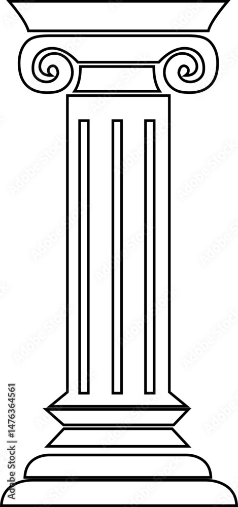 Poster icon of classical building with columns representing ancient architecture, linear style icon. historic designs. Editable stroke width symbols elements infographics for web with transparent background