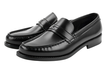 A pair of black leather shoes
