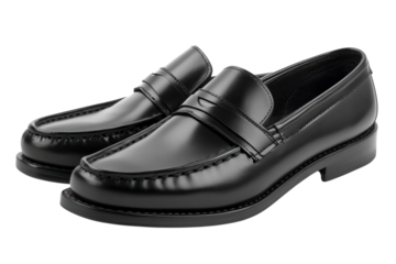 A pair of black leather shoes