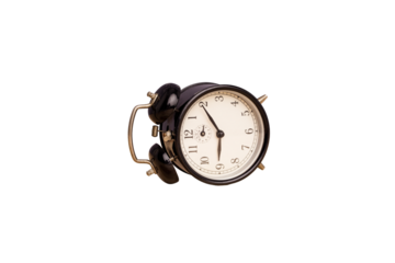 Black alarm clock isolated on white background