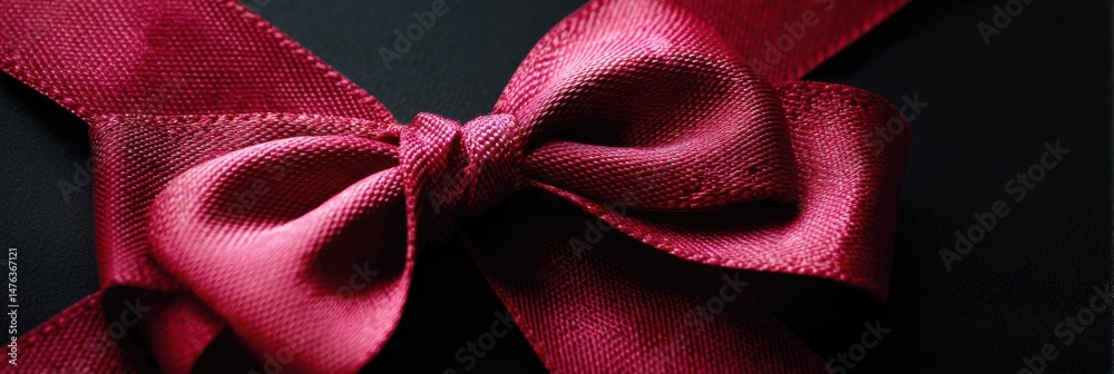 Poster Close-up of a Vibrant Ribbon Bow With Dark Background for a Special Occasion Message