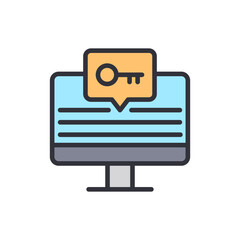 Computer Displaying A Key In Speech Bubble For Secure Access