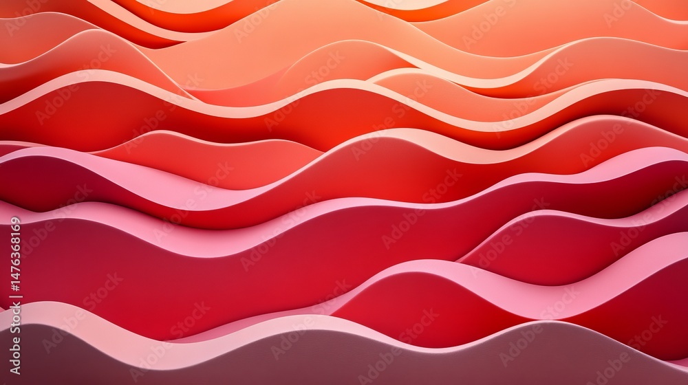 Canvas Prints abstract background, flowing wave lines, red tones, smooth, delicate pattern,. soft 3d design.