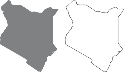 Kenya map silhouette design vector art illustration isolated on transparent background.