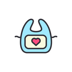 Charming Baby Bib With Heart Illustration On A Transparent Canvas