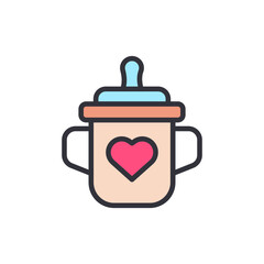 Illustration Of Baby Bottle With Heart Symbol Isolated On Transparency