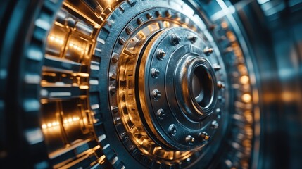 Fototapeta premium Detailed close-up view of a complex vault mechanism.