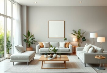 Biophilic living room with indoor plants and natural light