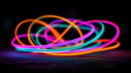 Abstract neon light trails background wallpaper glowing light painting effect colorful design backdrop art