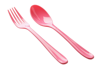 Pink spoon and fork set