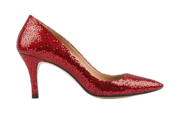 Red glitter high heel shoe
