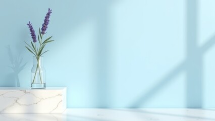 Blue wall single branch plant decoration