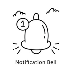 Notification Bell Vector Outline Style Icon. Eps 10 File