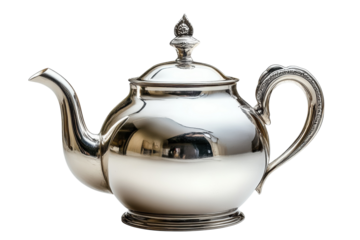 A shiny silver teapot view