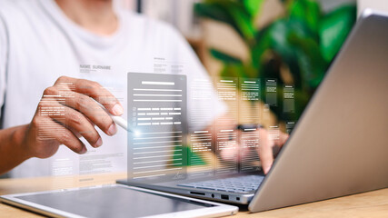 GenerBusinessman Take an assessment, Check list, questionnaire, evaluation, filling out an online...