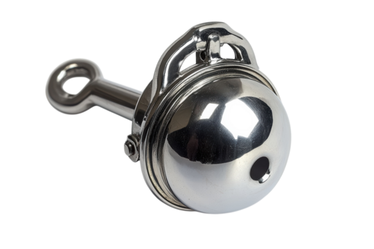 A metal ball with a handle