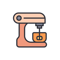 Isolated Peach Colored Stand Mixer Illustration On Transparent Background