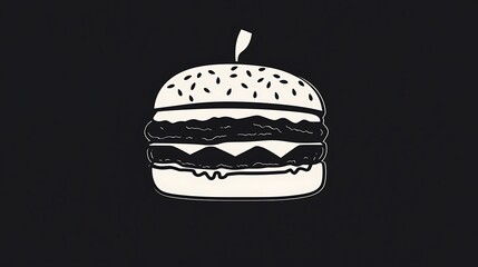 Elegant burger icon in monochrome black and white, ultra-modern and high-quality design