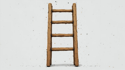 An illustration of a wooden ladder on white