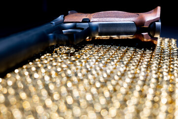 Elegant Semiautomatic 9mm Handgun Leaning on Bullet Ammunition in Switzerland.