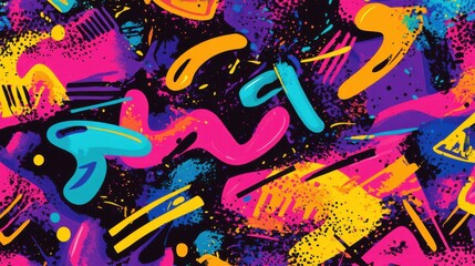 Fototapeta premium Vivid Abstract Pattern Design with Bold Geometric Shapes and Splatter Paint Effect Artistic Expression