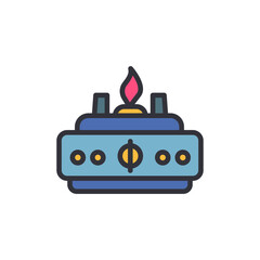 Isolated Blue Spirit Burner Icon With Delicate Reddish Flame Visible