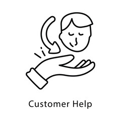 Customer Help Vector Outline Style Icon. Eps 10 File