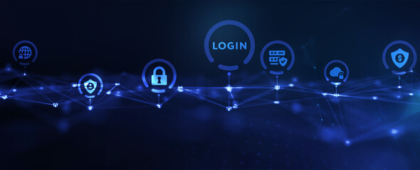 Fototapeta premium Concept of login. Business, Technology, Internet and network concept. 3d illustration
