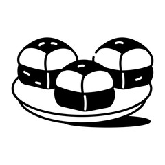 An icon of dinner rolls designed in doodle style
