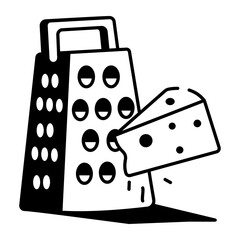 A hand drawn style icon of cheese grater