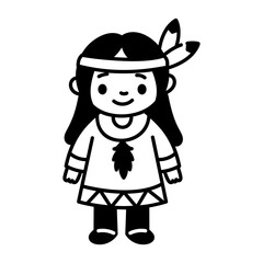A doodle style icon depicting native child portrait
