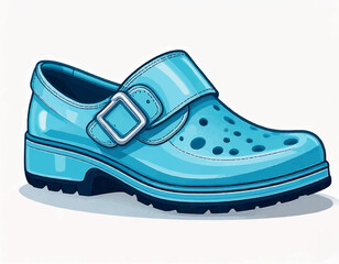 Pastel Blue Crocs Vector Side View
